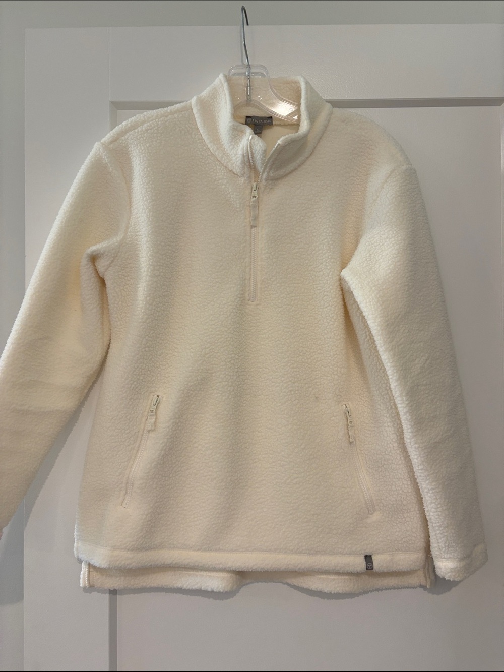Talbots Cream Sherpa Half-Zip Pullover